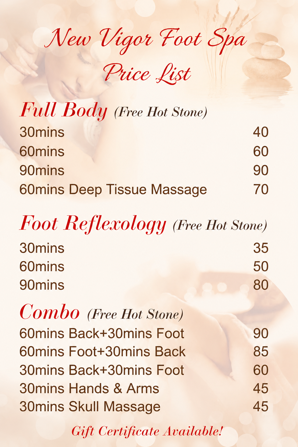 New Vigor Foot Spa price list